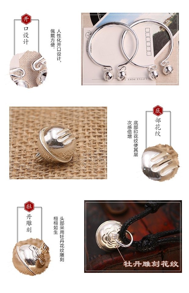 Handmade vòng chân bạc sterling vòng chân nam và nữ bé dây đỏ rắn mịn Vòng chân trang sức bạc đơn giản 999 chuông lắc chân vàng 18k