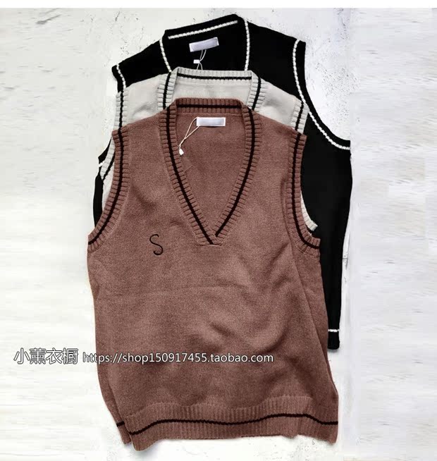 Sevi home chic gió đại học phiên bản Hàn Quốc của áo len dệt kim không tay vest vest nữ mùa thu 2018 mới các kiểu áo vest nữ hàn quốc