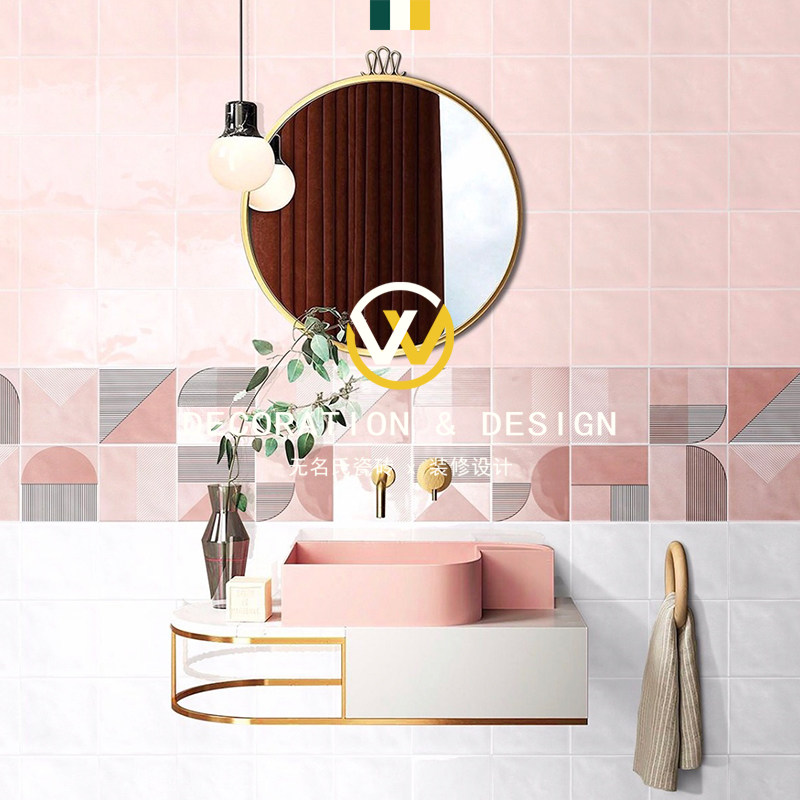 Nordic Weathering Makeup Room Tile Bathroom Wall Brick Toilet Balcony Interior Wall Kitchen Pink Macaron 200 * 600