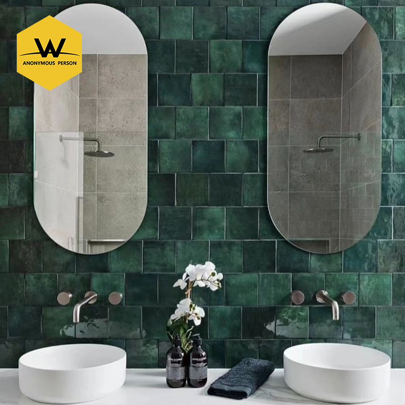 Anonymous retro green hand tile gradient color all - ceramic kiln tiles in kitchen toilet tile tiles