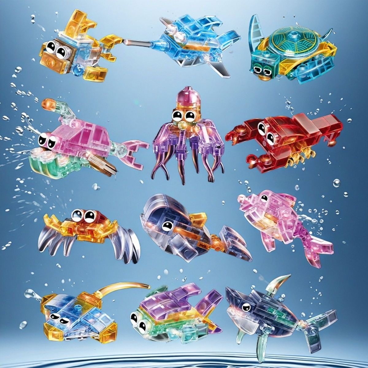 Children's Boys' Gift Toys Educational Building Blocks Marine Life Whale Small Particles Transparent Educational Small Particles