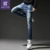 2019 mùa thu đông mẫu quần jeans nam ống thẳng kéo dài xu hướng mùa thu nam quần retro nam triều - Quần jean quần jean ống rộng nam Quần jean