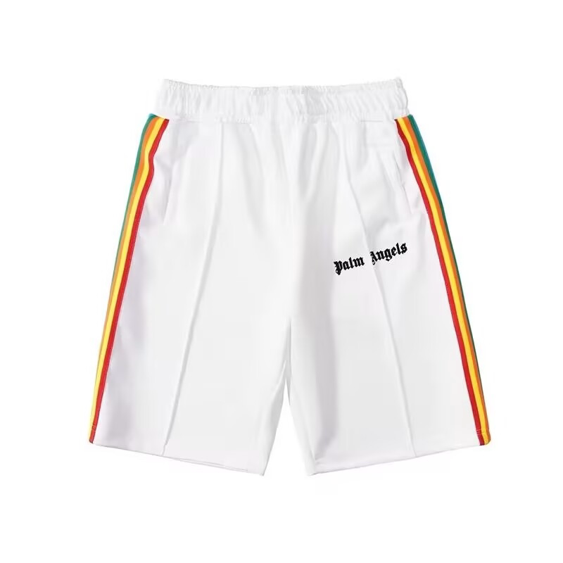 Palm Angels Rainbow Zipper Striped Web Shorts Unisex Casual Sports Shorts