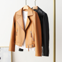 Korean version of 2021 spring and autumn new leather women's sheepskin short slim locomotive jacket jacket Z921
