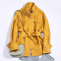 Special price 2021 new spring and autumn European fashion Haining sheepskin leather women loose waist M35-1