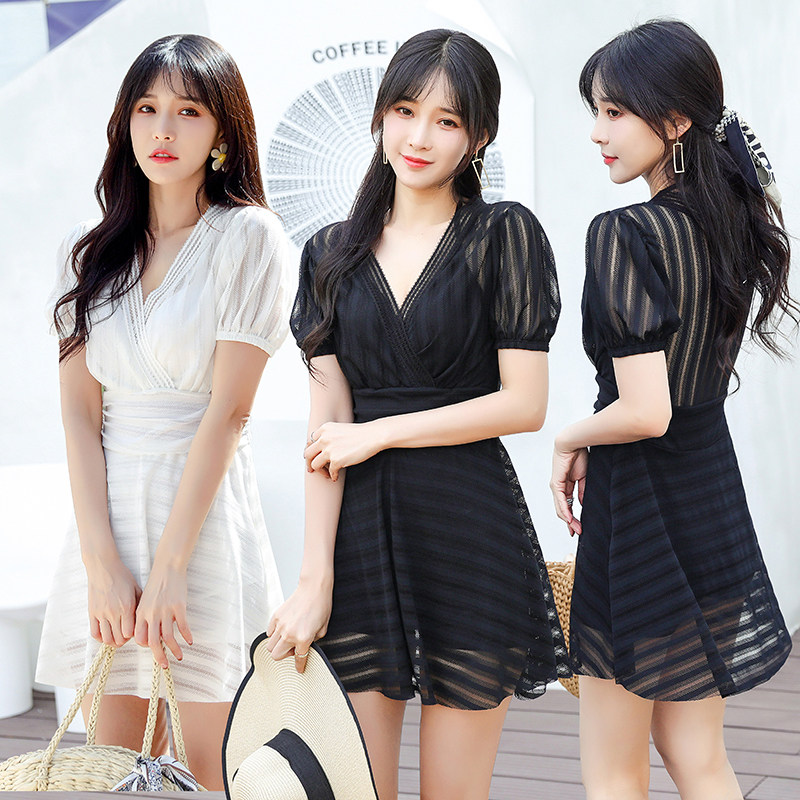 Spa swimsuit woman with dress style small breasts to cover belly with steel ring winter holiday conservative fashion swimsuit manufacturer