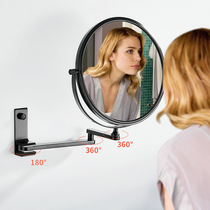 Hole-free cosmetic mirror bathroom wall hanging wall sticker hotel double-sided beauty mirror telescopic folding bathroom magnifying mirror