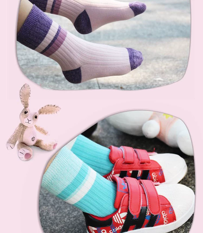 Vớ trẻ em Qi Qi tất mùa xuân và mùa thu và mùa đông cotton trẻ em vớ cotton bé gái vớ bé trai 5-7-9-12 tuổi