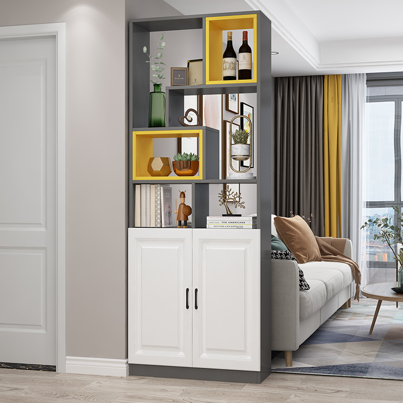 Solid wood entry porch cabinet shoe cabinet integrated living room partition cabinet modern minimalist decoration cabinet to the top locker screen