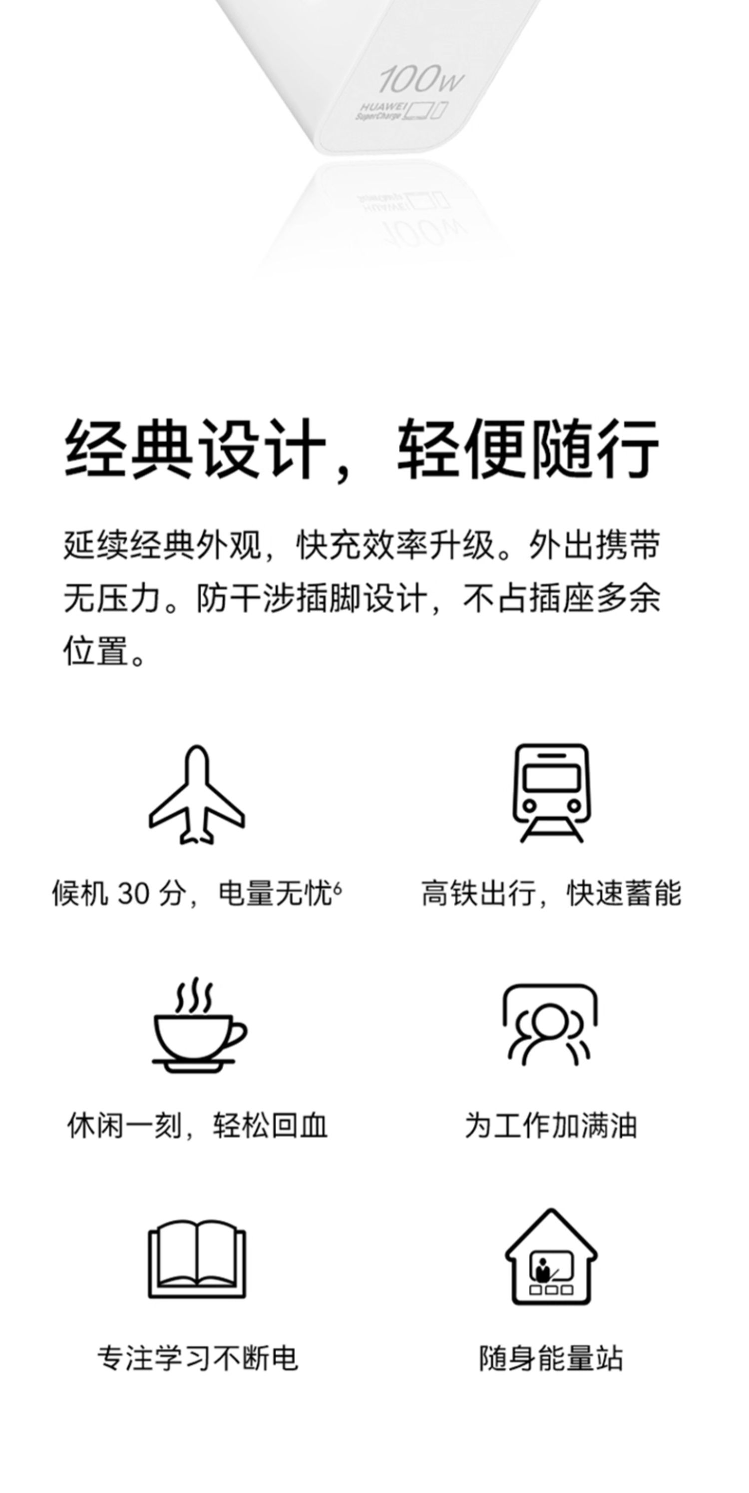 华为全能充多口充电器（Max 100W）白色 含6A C-C 1.8米数据线【3C认证】插图7