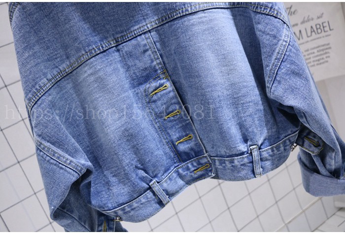 Hàn Quốc phiên bản của bf bat dài tay sinh viên lỏng lẻo áo sơ mi trở lại khóa ngắn đoạn túi lớn denim áo khoác là mỏng bên ngoài đầm nữ đẹp