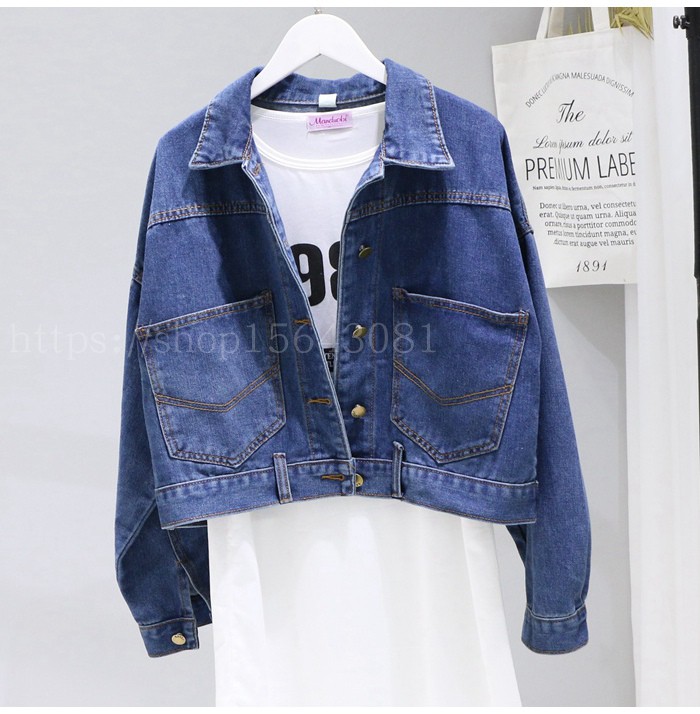 2018 thời trang mới của phụ nữ ngắn denim áo khoác hoang dã cao eo lỏng khăn choàng chia tách khóa túi lớn thủy triều áo khoác bò nữ