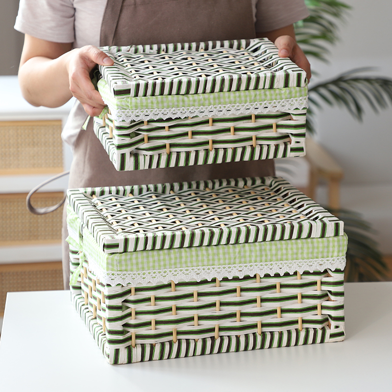 Jinliu household storage box with lid can put snacks, toys, sundries, clothing, simple and fresh storage basket