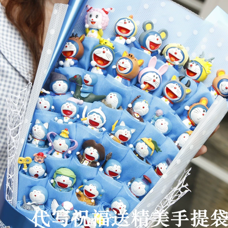 Doraemon Doraemon Mèo xanh Người đàn ông béo hoạt hình Làm bằng tay Bó hoa Ngày lễ tình nhân Cô gái Cậu bé Quà tặng bạn gái Quà tặng tốt nghiệp cho bạn gái - Hoa hoạt hình / Hoa sô cô la