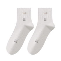 Catman Socks Mens Autumn Pure Cotton Deodorant Mid-calf Socks Absorbent Breathable and Antibacterial Business Black Stockings Winter