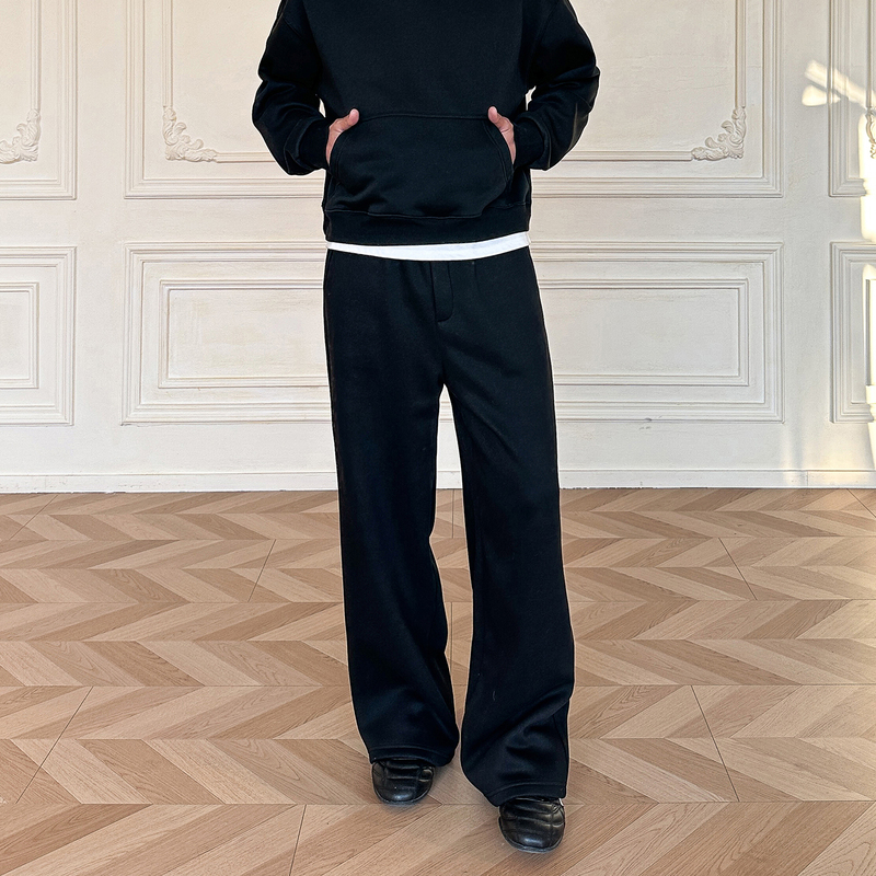 Allfit'Ration Pants' 430g Suit-Like A-Line Sweatpants Ollie Fleece Triple Stitch Loose Cotton Long Pants for Men