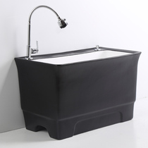 Ultra-long ceramic large mop pool Nordic black and white public balcony extra-large rectangular wash mop basin