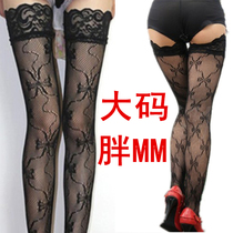 Net red fat MM high tube mesh socks large size family printed stockings increase long high tube socks sexy flower mesh socks