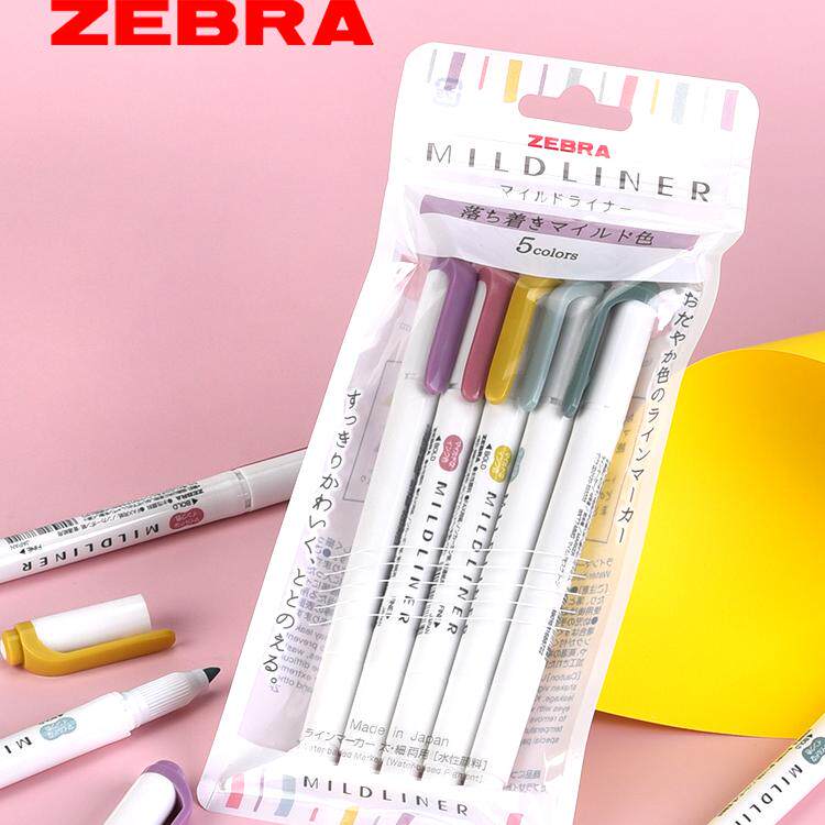 日本ZEBRA斑马双头荧光笔柔和烟熏色系WKT7新色记号笔学生手账笔
