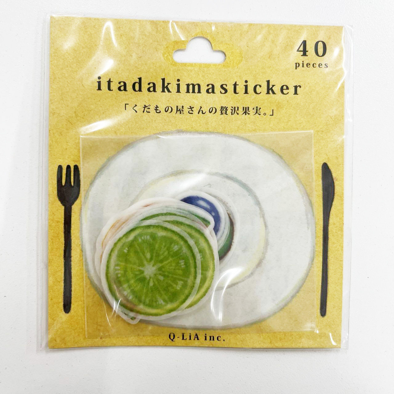 日本Q-lia食物动物系列限定金箔手帐贴纸素材DIY可爱装饰40枚贴纸