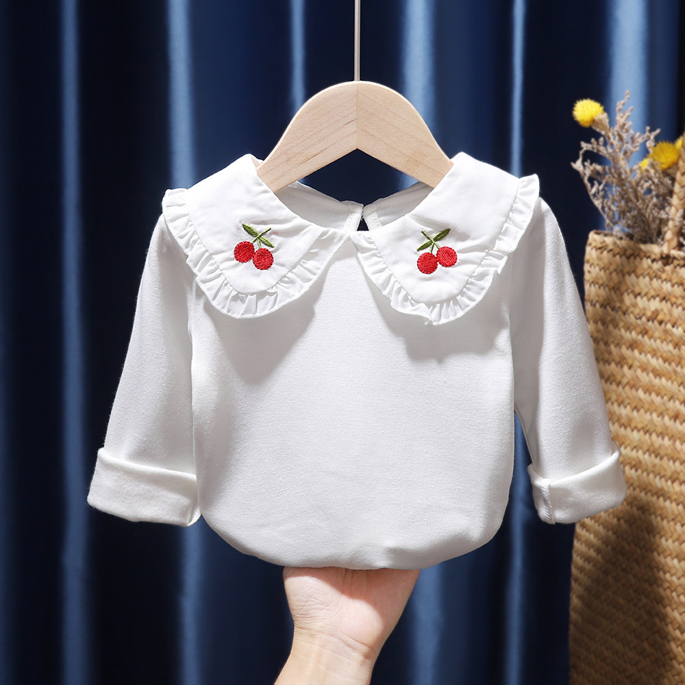 Girls spring foreign style tops baby bottoming shirt cotton 1 spring and autumn 3-year-old baby bottoming clothes 2022 new