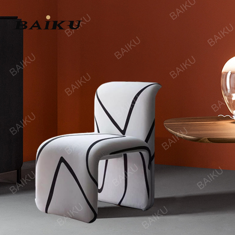 Nordic Creative Simple Zebra Stripe Fabric Sofa Chair Hotel Model Room Living Room Bedroom Alien Leisure Chair