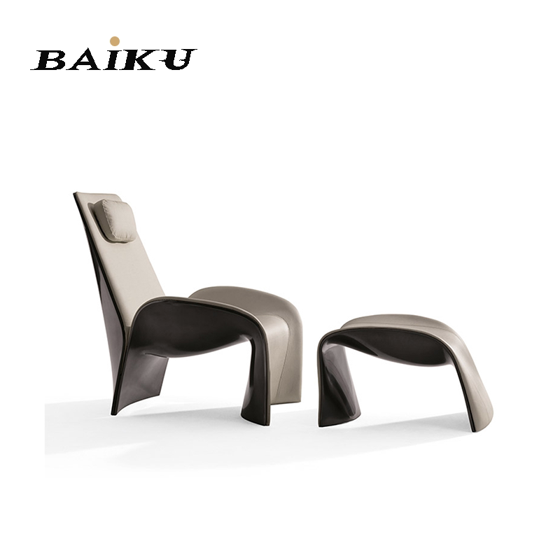 Nordic light luxury art recliner simple creative hotel model room backrest leather H shape fiberglass leisure chair