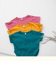 Foundation chao Soft glutinous knocks soft children short sleeves candy color T-shirt loose bamboo knuckle cotton arched lower swing blouses