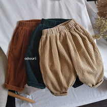 Quality bar ~ 2021 Spring new children Baby light Core suede pants coarse suede Casual Thickened Radish Pants
