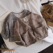 Literary and art Fan Lumen Tuning ~ Childrens Clothes Boy Autumn Clothing Jacket 2020 South Korea Cotton Linen Cardiovert Children Creamy Fabric New