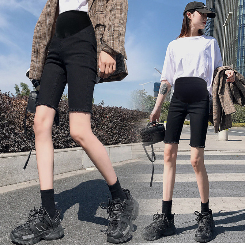After the 90s, young pregnant women five-point pants shorts trend net red thin style outside wearing summer knight pants tide mom belly small feet