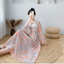 Pregnant women improved Hanfu skirt summer dress Han element loose cover belly does not show pregnancy long dress