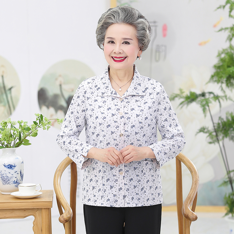 Summer Clothes for Mothers, Poplin Shirts, Clothes for the Elderly, Clothes for 60-70 Year Old Grandmothers, Spring Shirts, Women's Clothing for Middle-Aged and Elderly Women