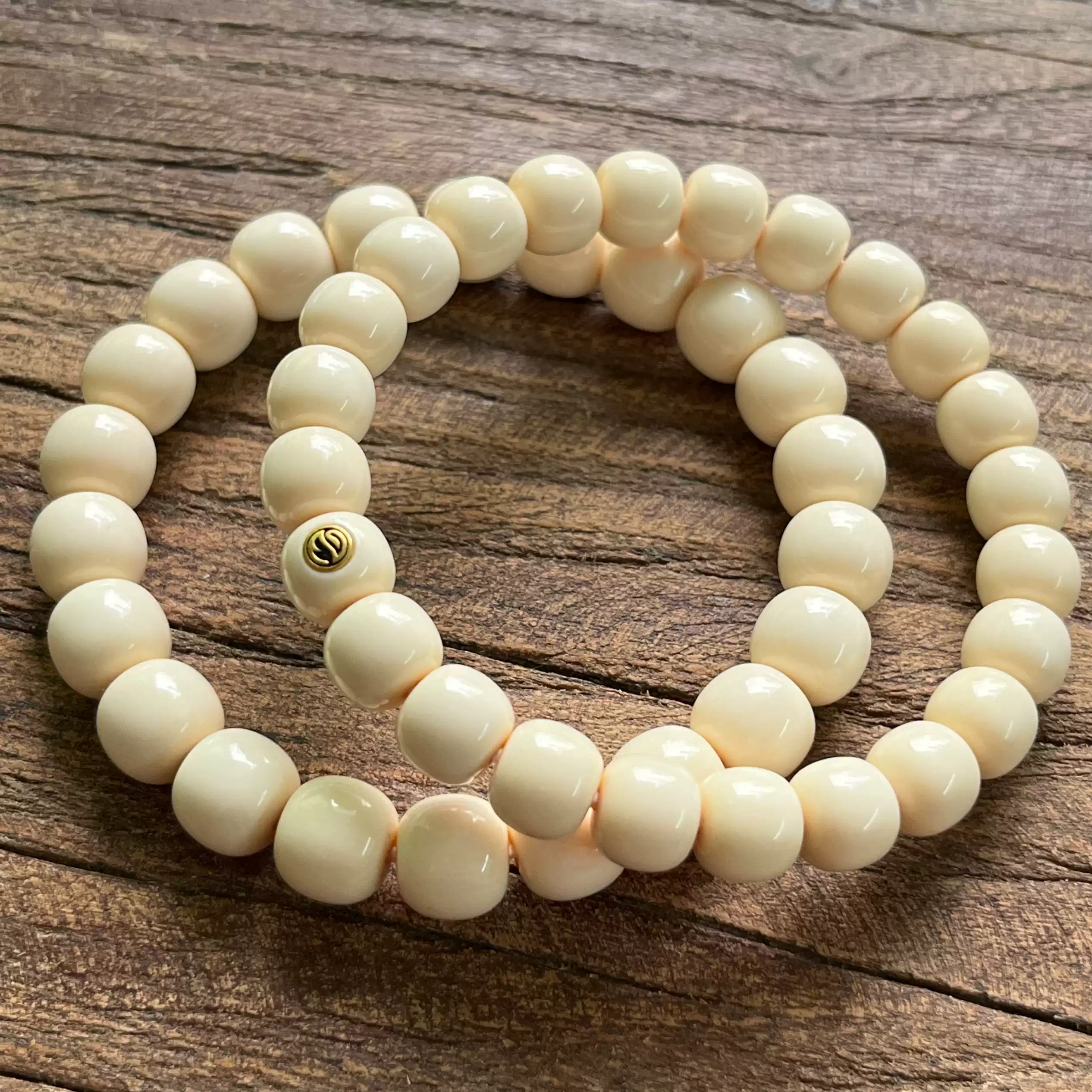 猛犸象牙老型手串天然冰料原色无漂白精修1.5孔道