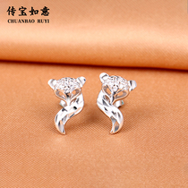 Little Fox earrings female Sterling Silver 925 Japan and South Korea small fashion personality Nine-Tailed Fox earrings advanced temperament earrings