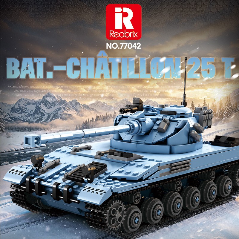 Zhenzhuang Reobrix77042F18Bat Chatillon25T Tank Building Block Assembly Model Kidsren's Toy