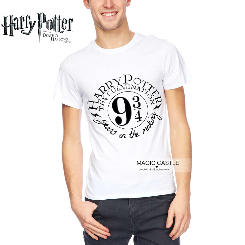 Harry Potter Merchandise Platform 9 3/4 Sign Summer Cotton Couple's Short-Sleeve T-Shirt
