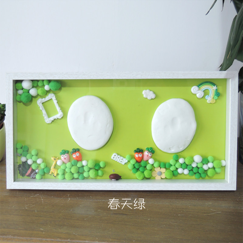 Baby hand and foot print mud photo frame baby hand touch DIY souvenir newborn children full moon 100th anniversary gift