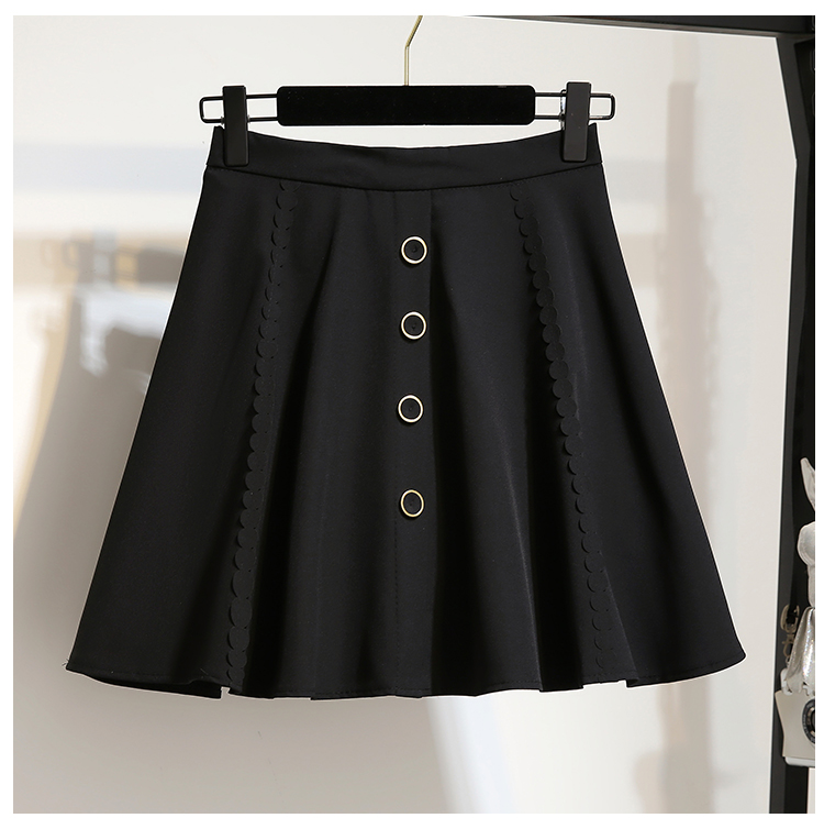 VK旗艦店 韓系拼色木耳邊雪紡衫單排扣裙套裝長袖裙裝