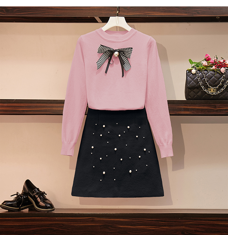 VK旗艦店 韓國風學院風立體蝴蝶結套裝長袖裙裝