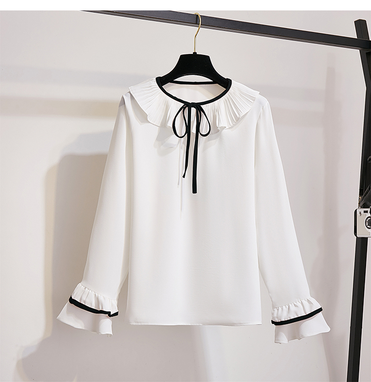 VK旗艦店 韓國風拼色雪紡衫排扣刺繡套裝長袖裙裝