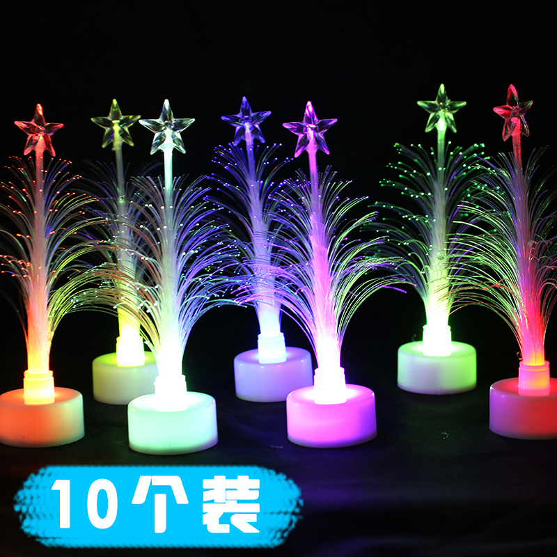 Christmas creative toy small gift glow optical fiber Christmas tree luminous Christmas toys small Christmas tree batch fa