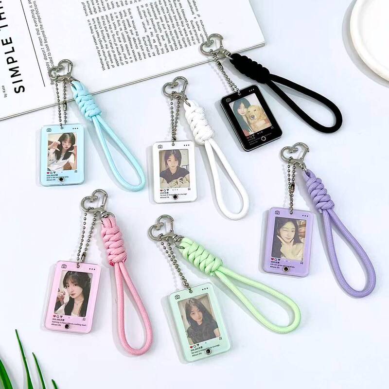 1.0inch Photo Frame Keychain Acrylic Pendant High Aesthetic Value Dialog Box Celebrity Photo Card Holder Double-Sided Transparent
