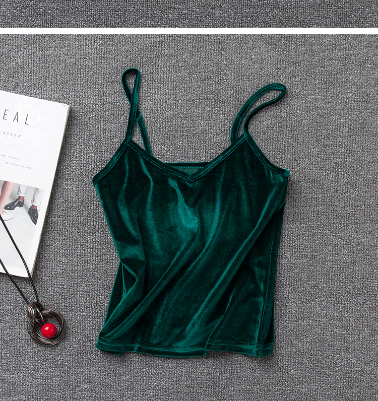 Mùa thu và mùa đông nhung yếm nữ bên trong áo ngắn đoạn không tay áo nhỏ màu đen Slim vest đáy áo thủy triều áo cánh dơi