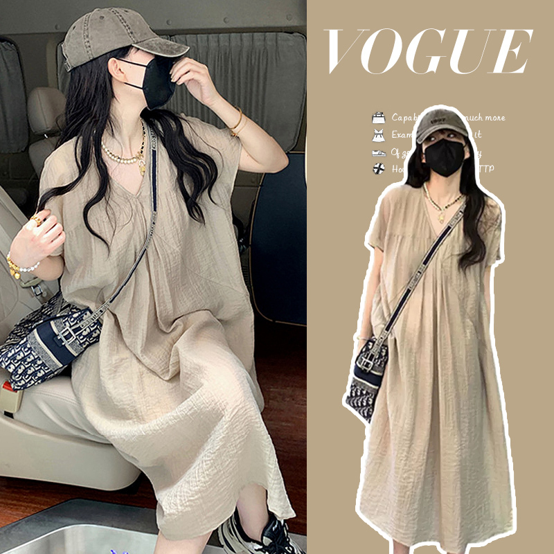 Next Adela Maternity Dress 2026 Summer New Fashion Short-Sleeved Belly-Covering Age-Reducing Versatile Long Dress for Women