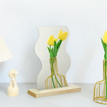 In red dorm shaped mirror wave acrylic mirror desktop decoration of decoration photo props