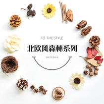 Natural retro forest dried fruit set pine cones leaves dried flowers photo props jewelry ornaments photography background decoration