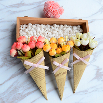 Mini red roses handmade newspaper flower ornaments jewelry photography background Taobao photo shooting props fake flowers