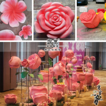 Customized super large golden three-dimensional flowers rose peony flower foam sculpture high-end forest wedding bubble carving props