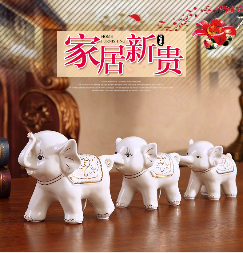 Auspicious sambo lucky elephant furnishing articles and sitting room ark adornment creative I household ceramics knick - knacks shelf